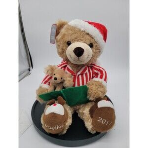 Belkie Bear 2017 Christmas Teddy Holiday Santa Hat with Felt Book Puppy 17” Tan